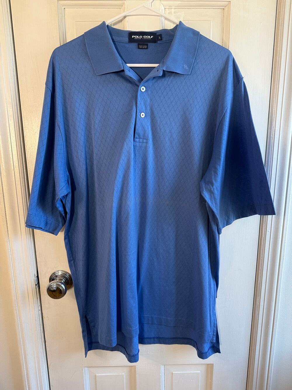 Polo Golf Ralph Lauren Blue Diamond Knit Polo Shirt Size Large